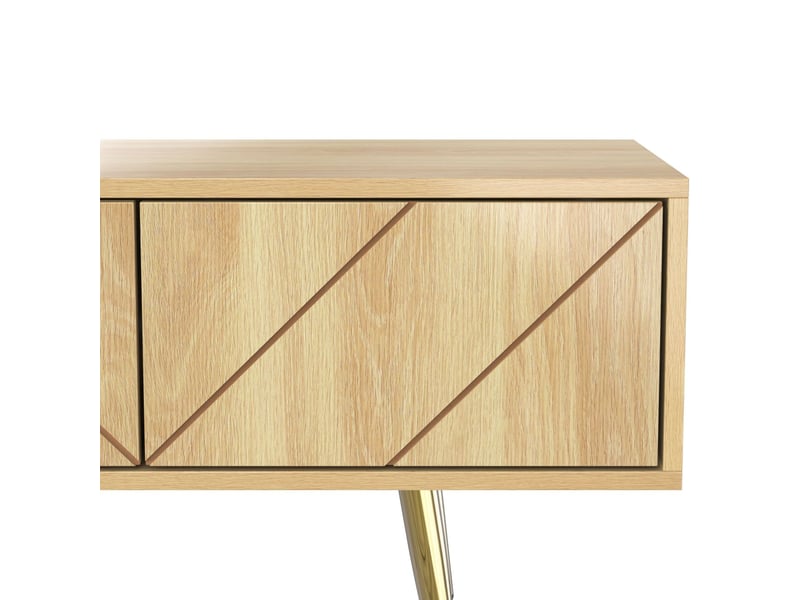  Meuble tv 160cm, pieds dorés avec deux tiroirs et portes à design unique meuble tv avec rangement  - Conforama D