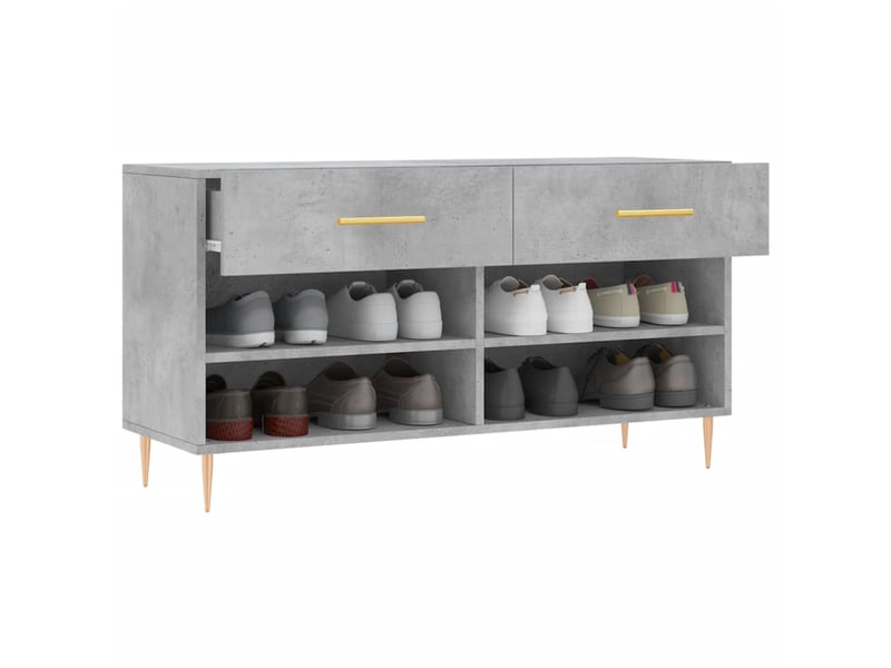  Banc à chaussures, meuble à chaussures gris béton 102x35x55 cm bois d'ingénierie shl3704  - Conforama D