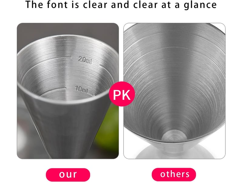  Verre doseur à cocktail 304 en acier inoxydable, balance intégrée, cocktail jigger dual spirit measure cup, barman professionnel, convient (3060 ml)  - Conforama B