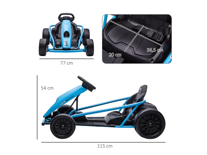 Kart électrique drift enfant voiture électrique enfant 24v 2 vitesses 6-13 kmh - Conforama C