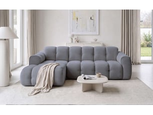 Canapé d'angle gauche fixe MIUFORM Picco 4 places Tissu Gris