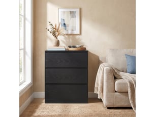 Commode 3 tiroirs sans poignées, meuble de rangement moderne, 60 x 40 x 75 cm, noir
