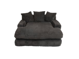 Canapé convertible 1 place en velours côtelé noir avec 3 coussins, format bas 125 × 155 cm pour se détendre