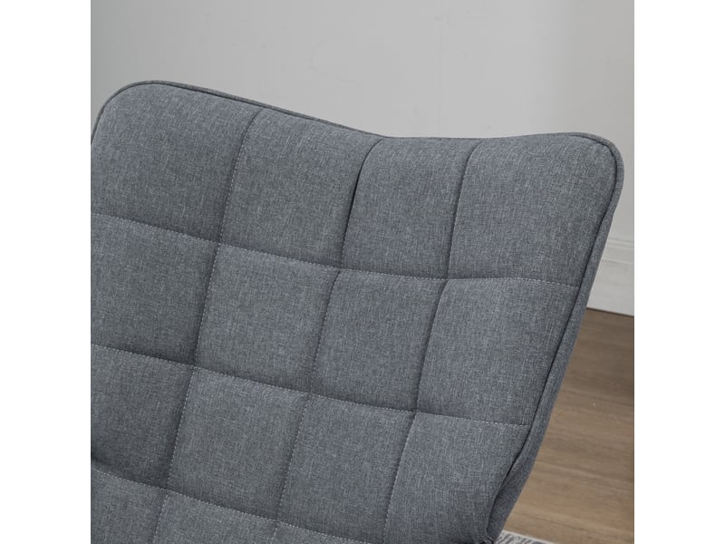  Fauteuil à bascule avec repose-pieds et dossier haut, fauteuil d'allaitement aspect lin pour salon et chambre, charge 130 kg, gris  - Conforama D