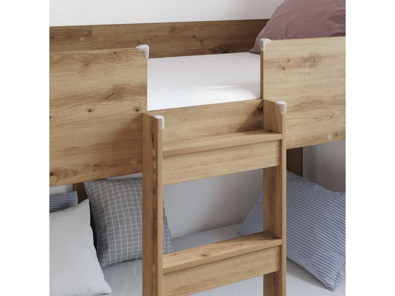  Lit superposé pour enfants - lit jeune chêne artisanal 90 x 190 cm  - Conforama C