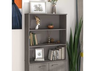 Dessus de buffet - bahut - meuble de rangement hamar gris clair 85x35x100 cm bois de pin