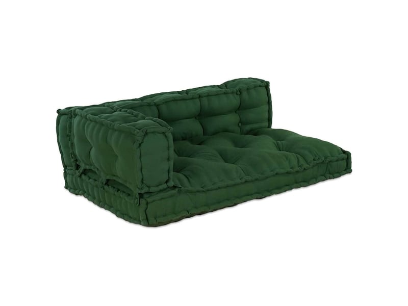 Coussin de canapé sur palette, coussin de chaise 3 pc tissu vert 120 x 80 x 38 cm cf54213  - Conforama A
