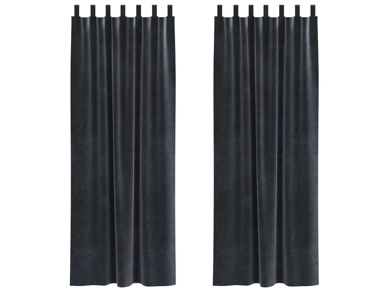 Lot de 2 rideaux, rideaux de fenêtre gris foncé 140 x 260 cm velours cf44071 - Conforama A