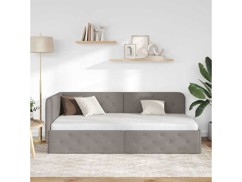 Lit simple- lit adulte - cadre de lit d'angle taupe 100 x 200 cm tissu - Conforama C