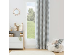 Rideau occultant enfant billie 140x260cm motif damier gris et vert
