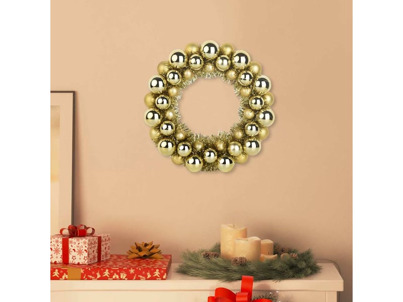  Couronnes de boules de noël 2 pcs doré 33 x 33 x 7 cm  - Conforama B