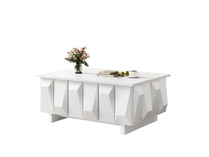 Table basse rectangulaire coloris blanc <strong>BEAOK</strong> <strong></strong> - 67 cmx95 cm