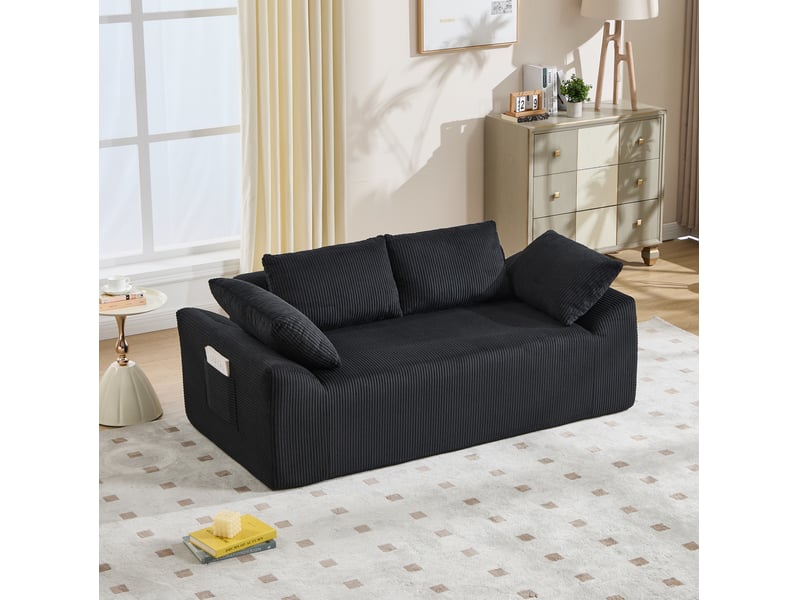  Canapé 2 places 170x86x60 cm sans structure noir  - Conforama C