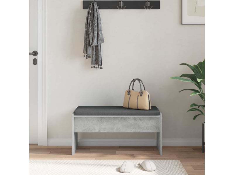  Banc d'entrée, banc interieur avec coussin gris béton 83x38x40 cm  - Conforama D
