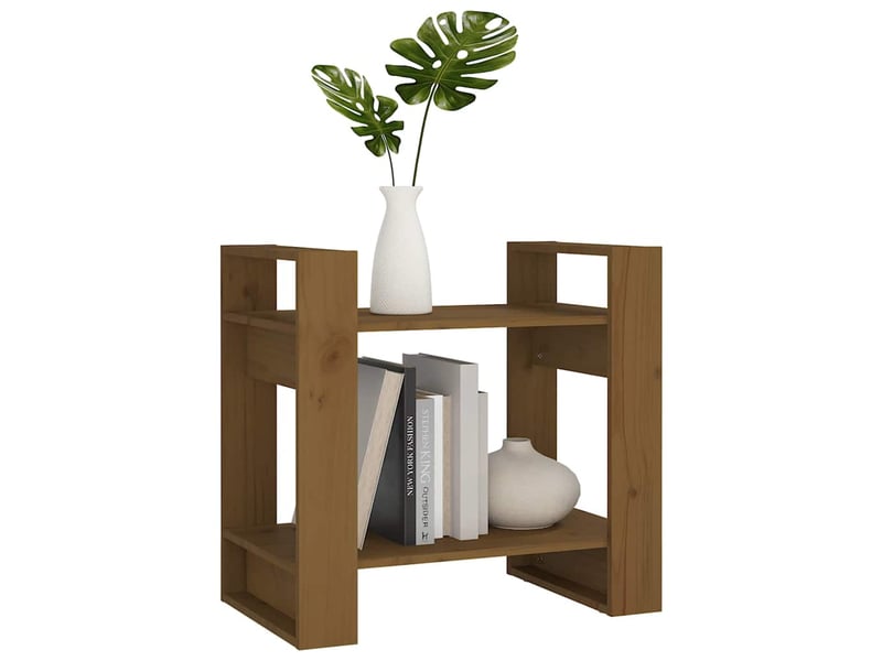 Bibliothèque, étagère de rangement marron miel 60x35x57 cm bois massif - Conforama E