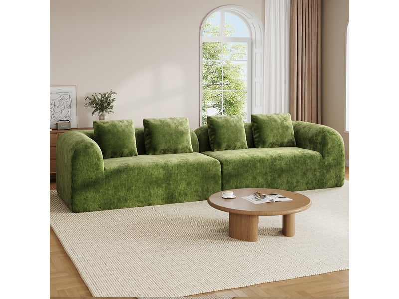 Canapé compressé modulable 3 places en chenille premium,aucun montage,mousse 32d haute résilience,canapé salon moderne vert,280x97x66cm 280x97x66CM - Conforama B