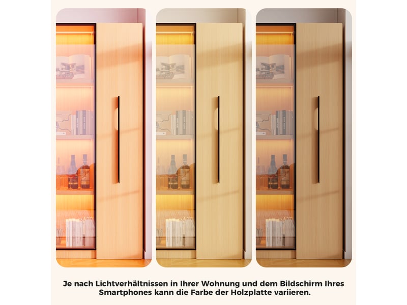  Vitrine avec porte en verre et rangement latéral coulissant mdf coloris chêne N880P3128678N - Conforama E