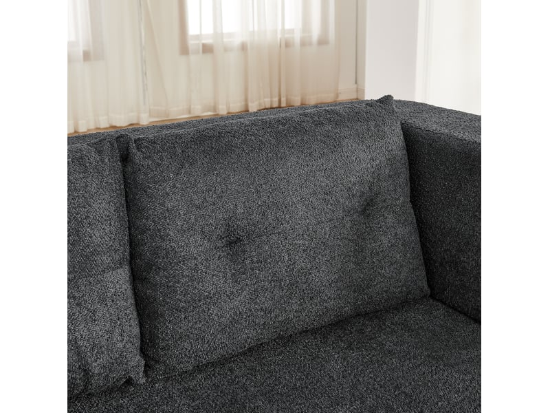  Canapé modulable 3 places, fauteuil pliable en tissu gris foncé  - Conforama R