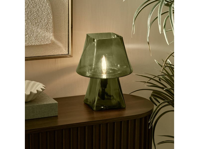  Lampe champignon elita h.26cm en verre vert ELITA - Conforama B