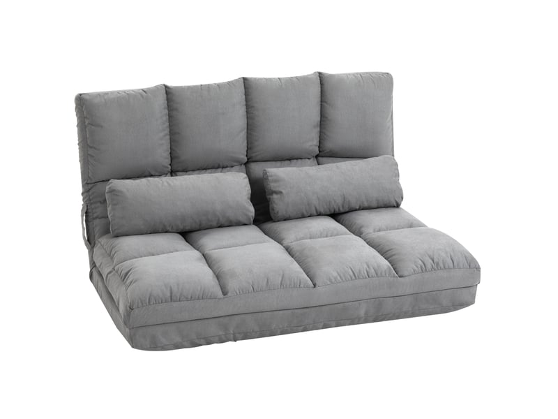  Fauteuil de sol convertible 2 places 102x73 cm – gris – dossier réglable 3 positions et couchage d'appoint  - Conforama D
