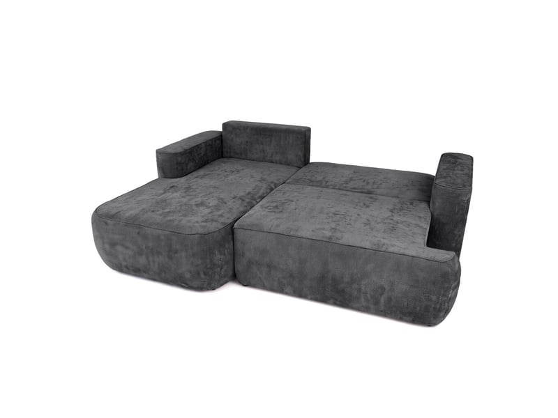 Canapé d'angle moon mini avec fonction couchage, tissu flow, gauche, anthracite (21) - Conforama E