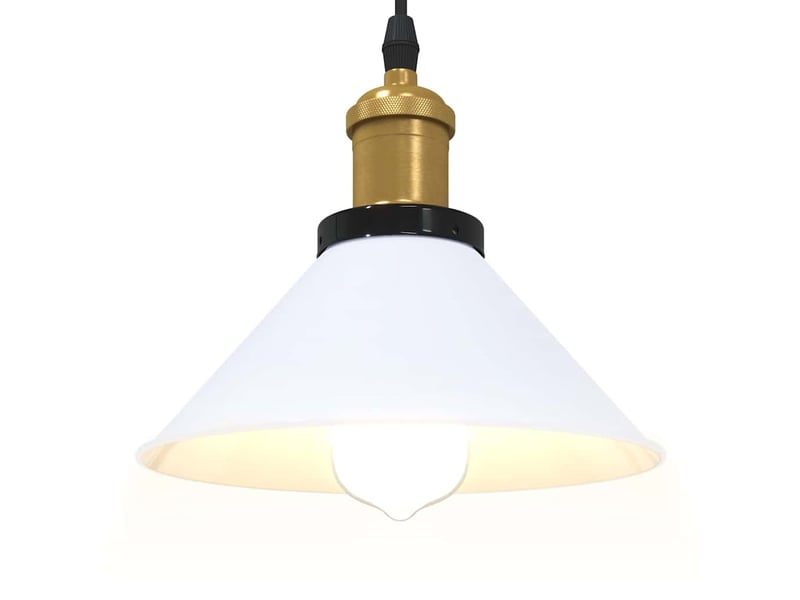 Lampe suspendue, suspension luminaire réglable hauteur e27 blanc brillant ø22cm métal - Conforama E