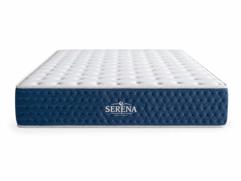Simpur matelas serena ressorts ensachés 90x190 cm, 30 cm, confort mi-ferme, indépendance de couchage, respirant, accueil premium, design bleu marine, fabriqué e