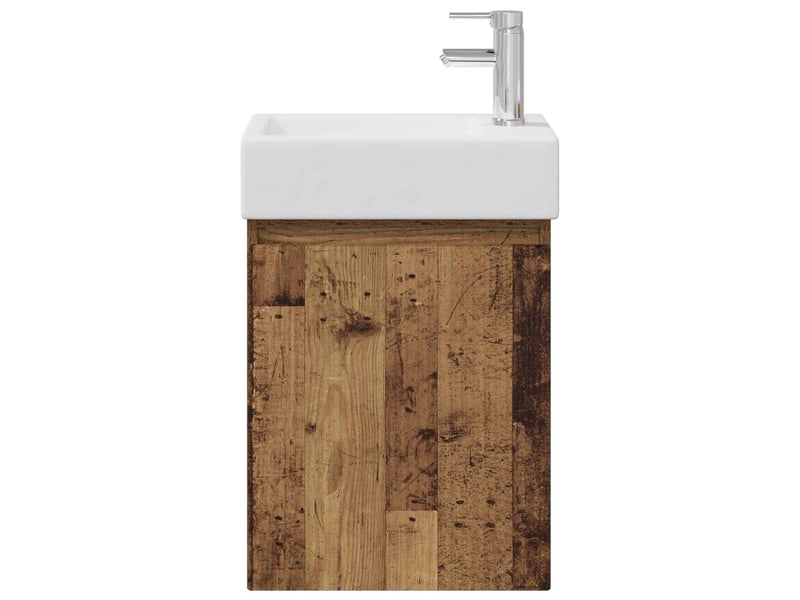 Meuble de rangement salle de bain avec robinet bois ancien shl5133 - Conforama E