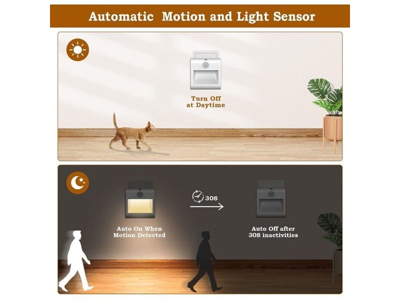  Lot de 2 veilleuses led prises, automatiques et dimmables, détecteur de mouvement, 3500k pour chambre  - Conforama C