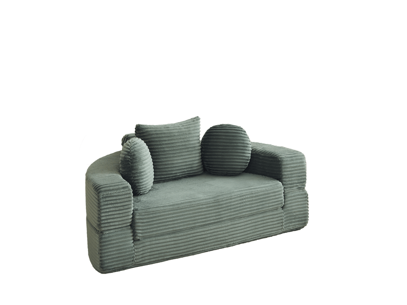  Canapé convertible 4-en-1, canapé 1 place en velours côtelé vert  - Conforama R