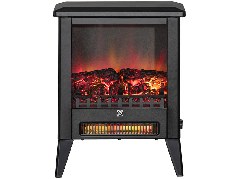Cheminée électrique avec effet flamme 3d, 1800 w, 17–27 °c, noire - Conforama B