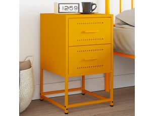 Table de chevet, table de nuit jaune moutarde 36x39x60,5 cm acier