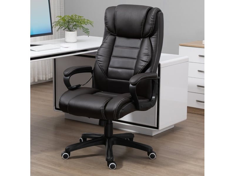  Chaise de bureau massante ergonomique 64 x 74 x 112-120 cm – marron – pivotante, inclinable  - Conforama B