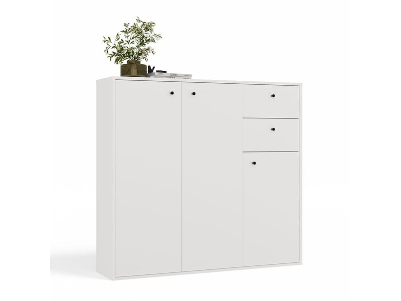  Fran - commode - 3 portes, 2 tiroirs - 120x110x30 cm - blance  - Conforama A