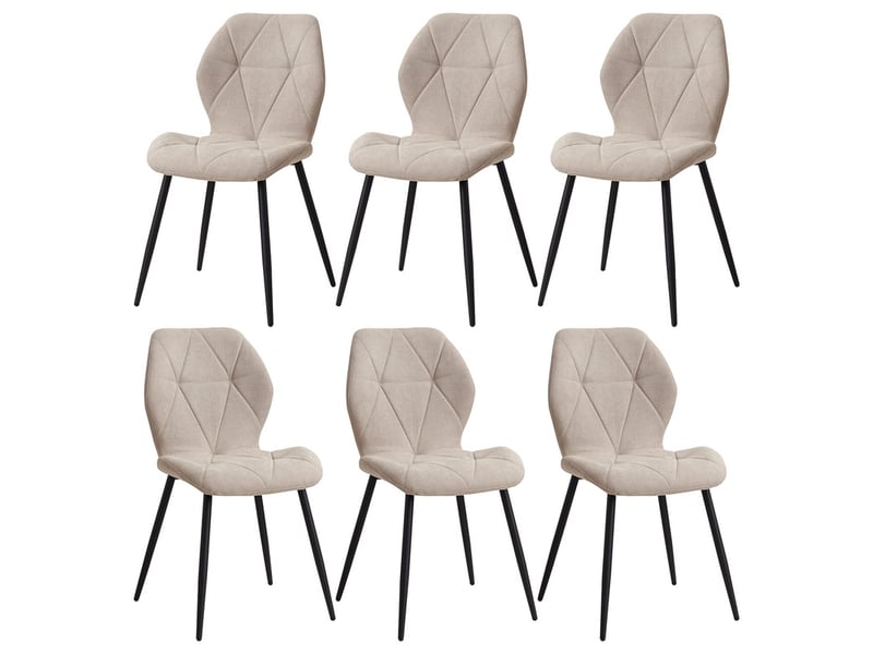  Lot de 6 chaises - chaise de salle à manger vintage en forme de diamant - chaise en lin - pieds en métal(beige) Grand-house - Conforama A