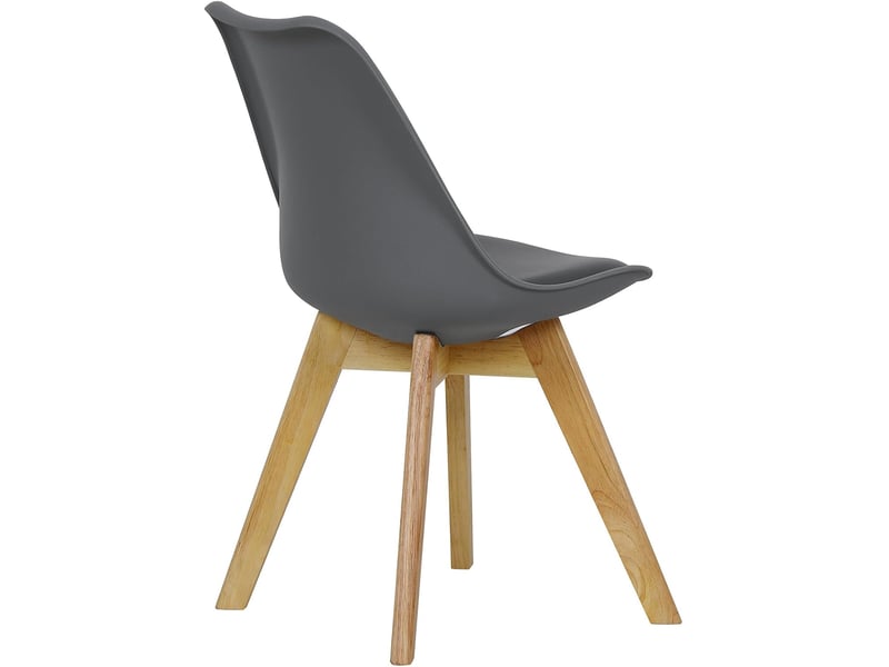  Lot de 6 chaises de salle à manger. Pied en bois. Assise en similicuir. Style nordique. Gris  - Conforama E