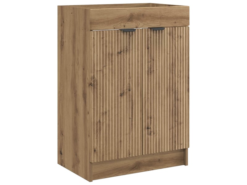  Armoire sous évier de salle de bain, meuble de rangement chêne artisanal shl7313  - Conforama A