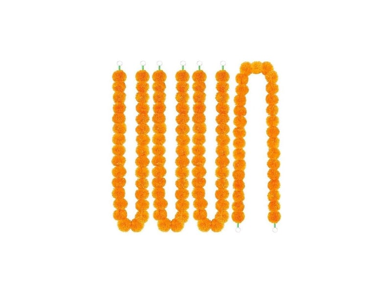 Guirlande de 5 œillets d'inde décoratifs, 1,5 m d'œillets d'inde artificiels, décorations de diwali pour la maison, fleurs orange. - Conforama A