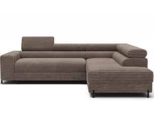 Canapé d'angle droit convertible LES TENDANCES  5 places Polyester Marron