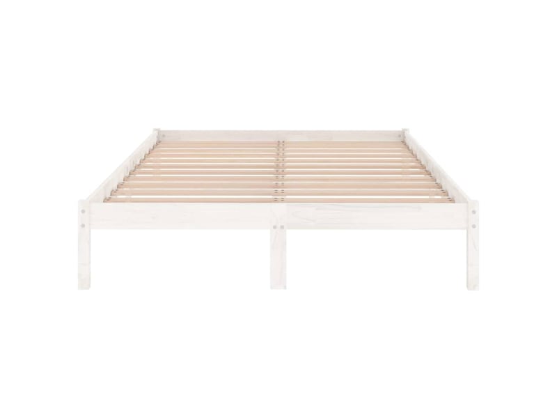  Lit double- lit adulte -  cadre de lit sans matelas blanc 150x200 cm bois de pin massif  - Conforama C