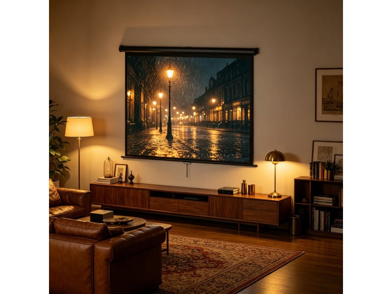 Écran de projection manuel 165 x 124 cm – noir – format 4:3, fixation murale et plafond, verrouillage réglable - Conforama D