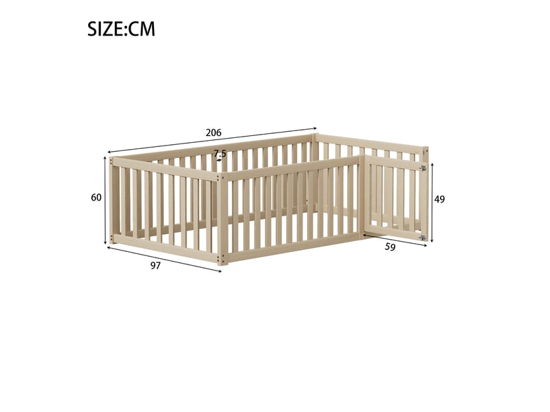  Lit enfant au sol 90x200 avec barrière et portillon evryae  - Conforama E