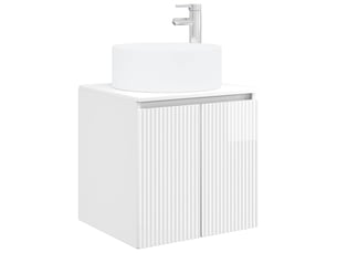 Meuble de lavabo mural, rangement salle de bain blanc brillant 49.5x44.5x65.5 cm