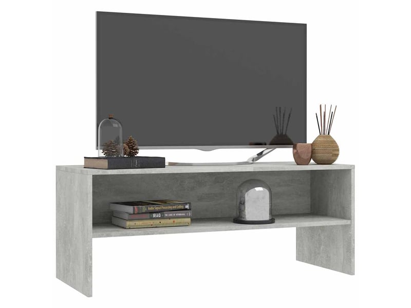  Meuble tv - banc tv - meuble de rangement gris béton 100x40x40 cm bois d’ingénierie  - Conforama C