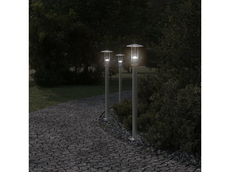  Lampadaires d'extérieur 3 pcs argenté 100 cm acier inoxydable argent 02_0042555  - Conforama C