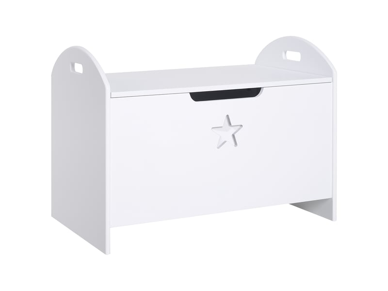  Banc de rangement pour jouets d'enfants en bois blanc (62 x 40 x 46,5 cm) avec charnières de sécurité  - Conforama A