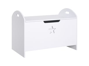 Banc de rangement pour jouets d'enfants en bois blanc (62 x 40 x 46,5 cm) avec charnières de sécurité