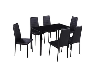 Ensemble de table à manger sept pièces noir cf35016