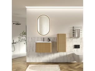 Ensemble de meubles de salle de bains 61x46,5x37 cm avec miroir led mdf coloris chêne