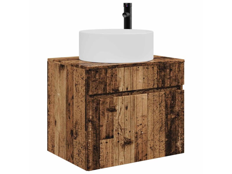  Cabinet salle de bain mural, meuble de rangement bois ancien 59x44.5x50 cm  - Conforama C
